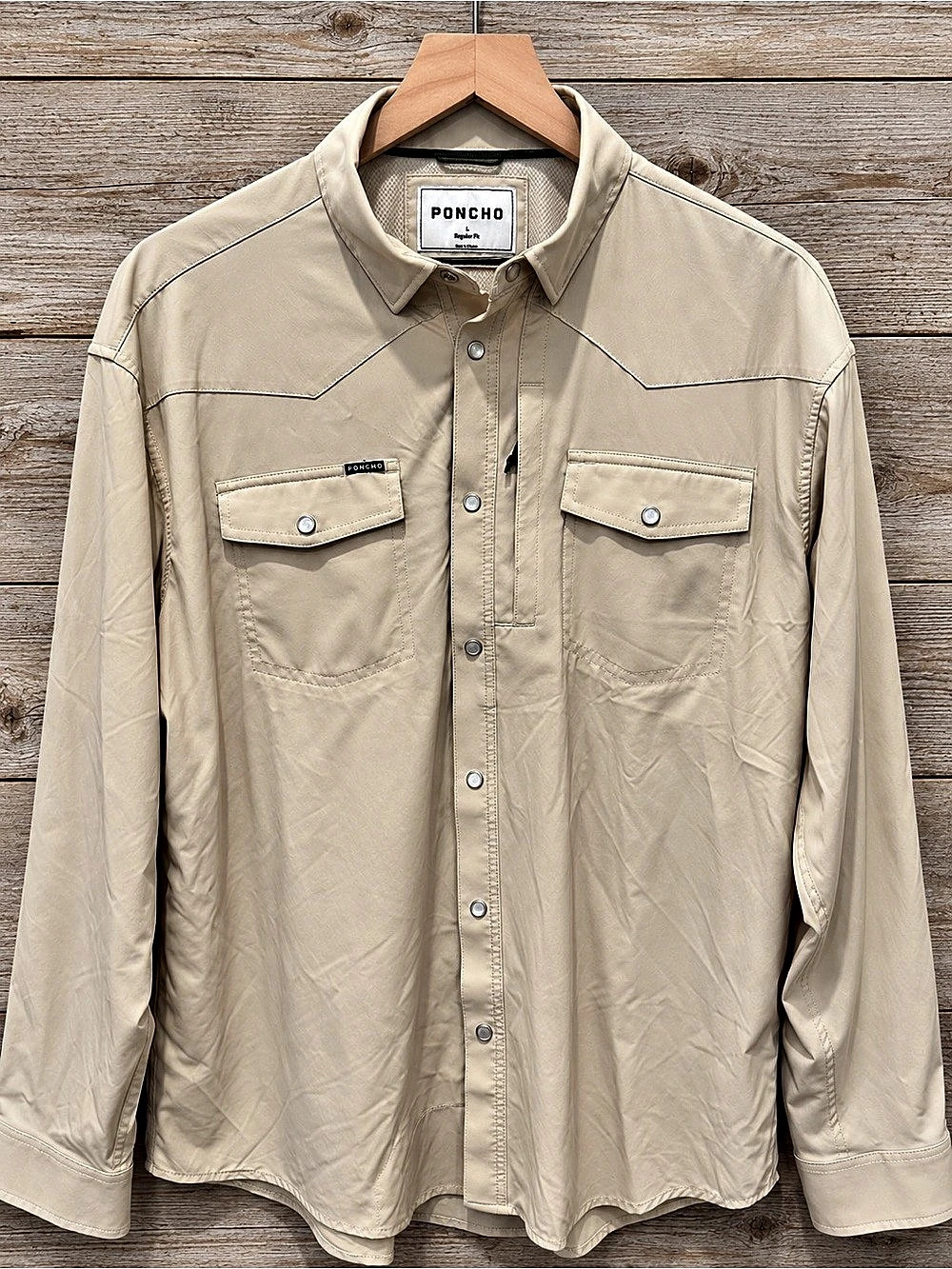 Poncho Men's Long Sleeve Weatern Pearl Snap | The Big Bend | Sz L
